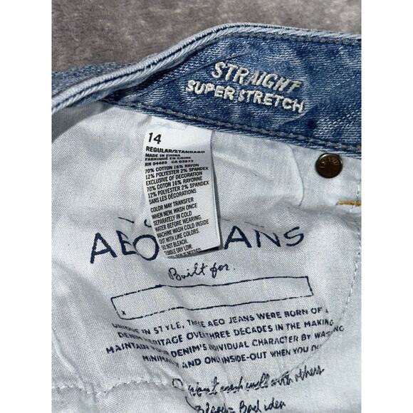 American Eagle Jeans Women's Mid Rise Straight Super Stretch Size 14 - Picture 7 of 11